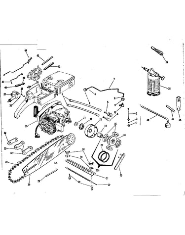 Engine/chain and guide bar