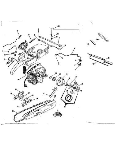Engine/chain and guide bar