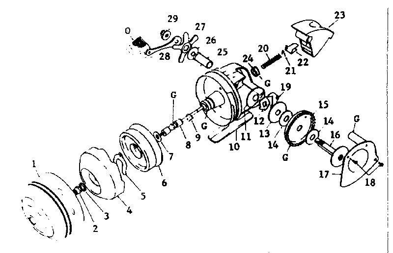 240 spin casting reel assembly