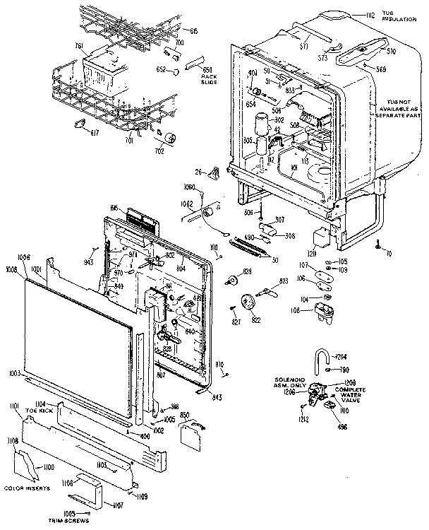 TUB AND DOOR ASSEMBLY