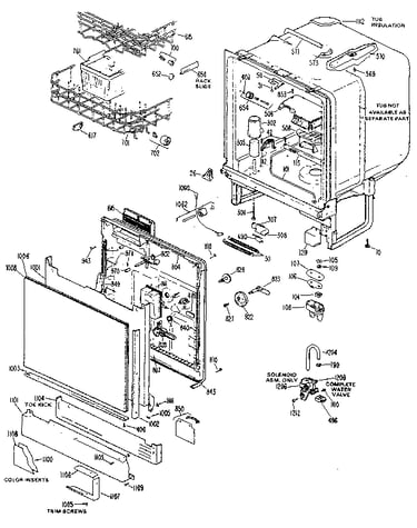 Tub and door assembly