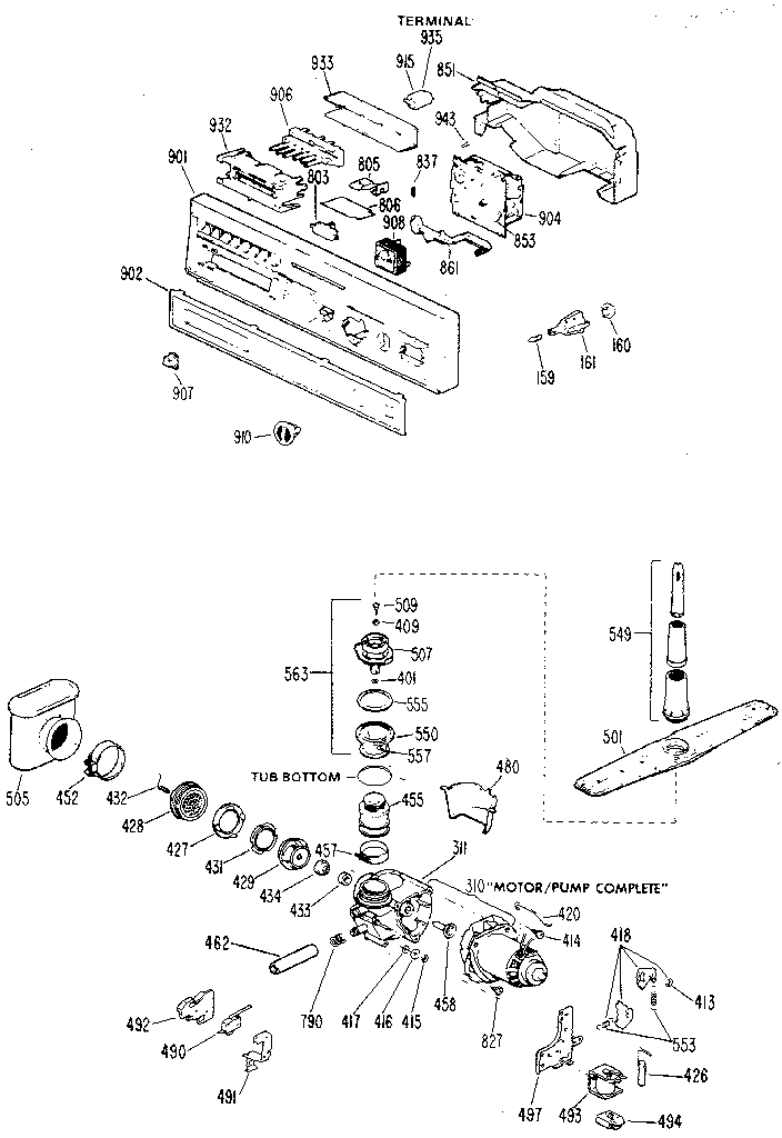 Control panel and motor- pump assembly