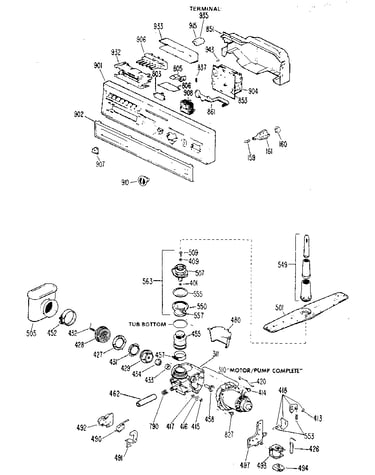 Control panel and motor- pump assembly