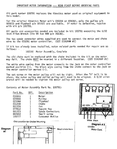 Important motor information
