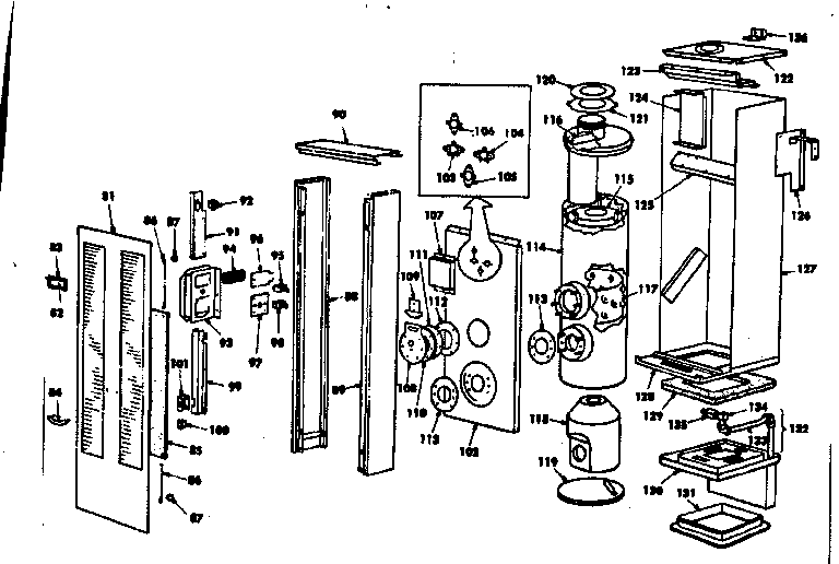 Cabinet and combustion drum