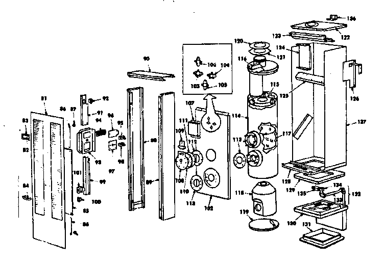 Cabinet and combustion drum