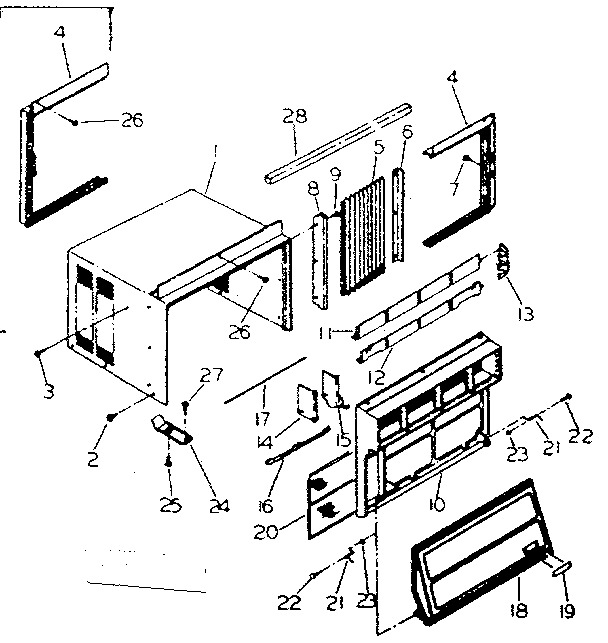 Cabinet and front parts