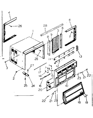 Cabinet and front parts