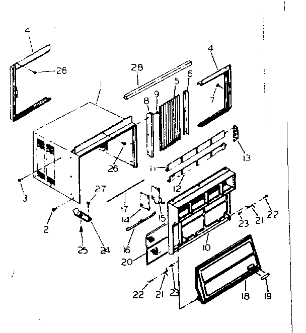Cabinet and front parts