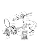 Crankshaft, flywheel, camshaft and piston group