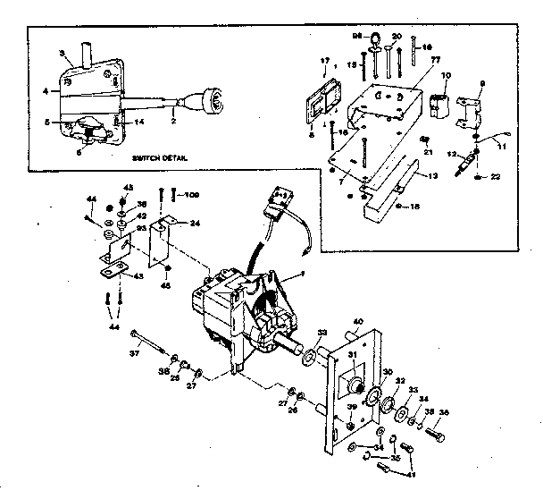 Motor and switch assembly