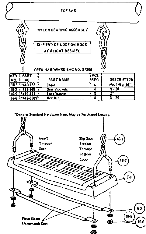 E-swing hardware assembly