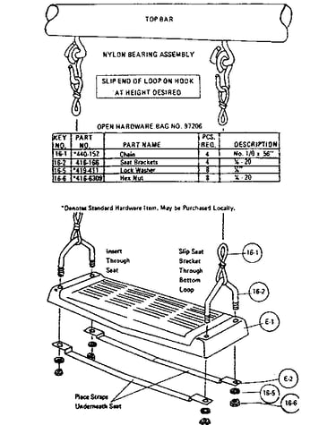 E-swing hardware assembly