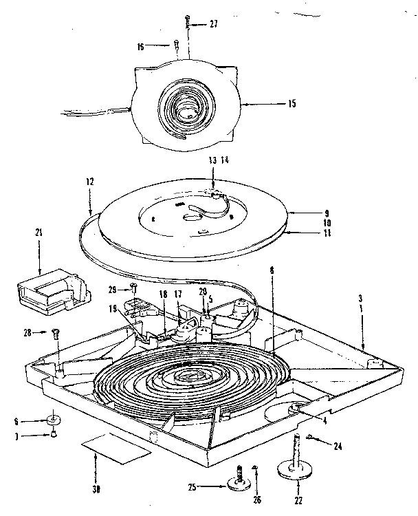 Cord reel and base assembly
