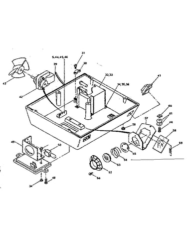 Microfiche reader exploded view