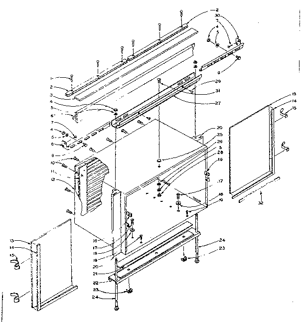 Cabinet and mounting parts