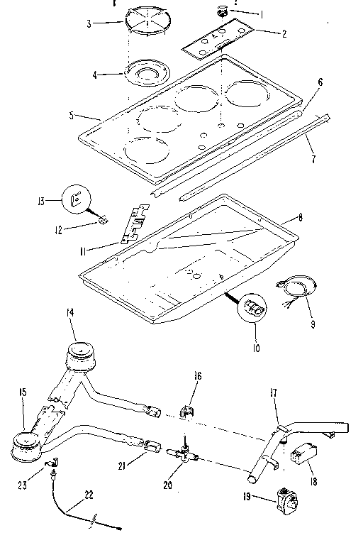 36" GAS BUILT-IN SURFACE UNIT-ELECTRIC IGNITION