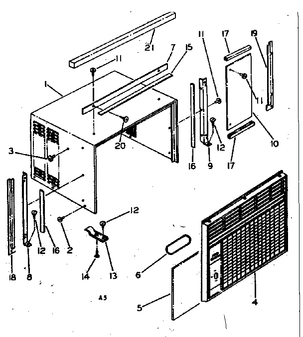 Cabinet and front parts