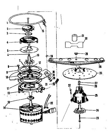 Motor, heater, and spray arm