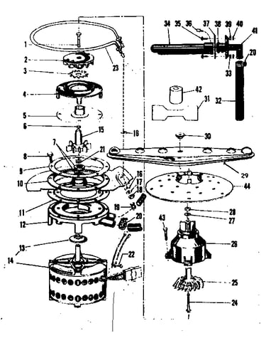 Motor, heater, and spray arm