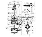 Kenmore 58771111 motor, heater & spray arm diagram