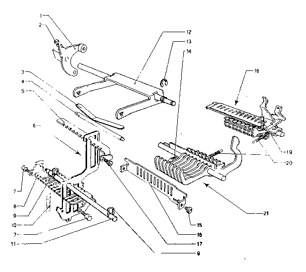 Calculation racks, universal bar, transfer levers & sectors