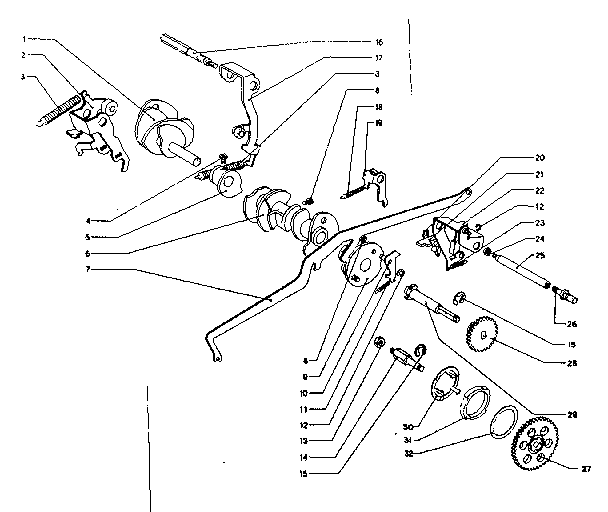 Main shaft, cams