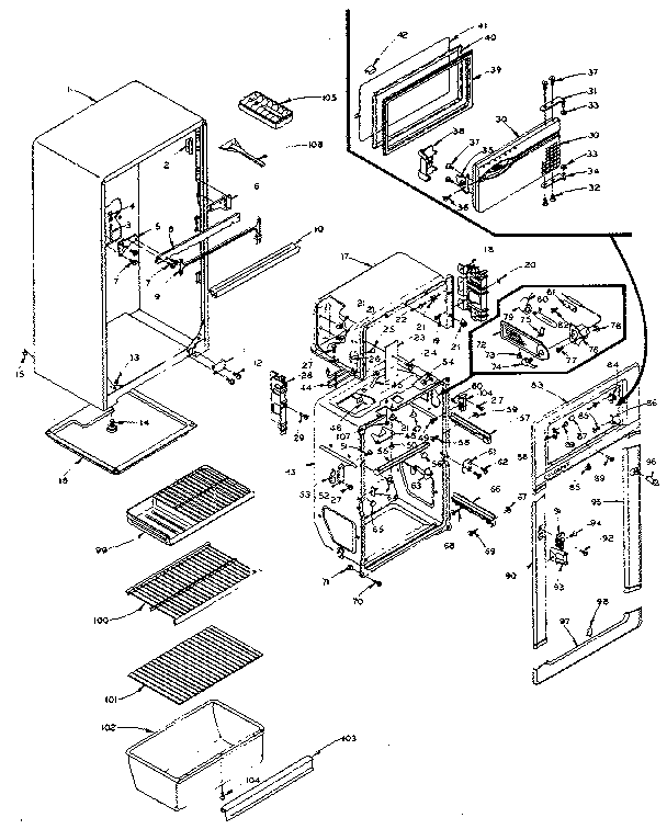 Refrigerator cabinet parts