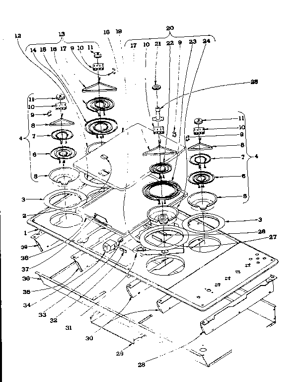 Cook top section