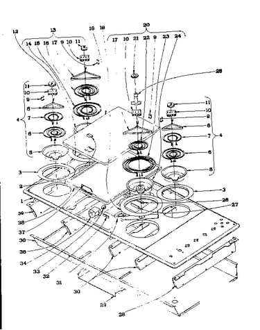 Cook top section