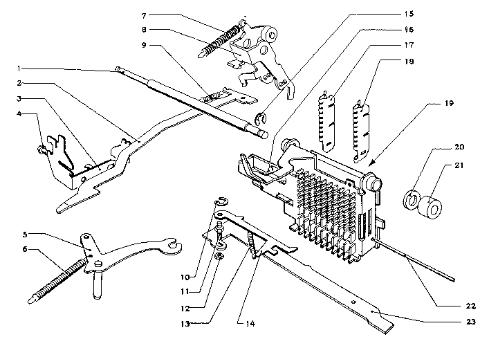 Stop section, escapement, restoring of stop section