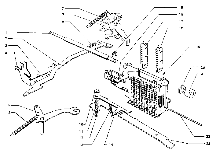 Stop section, escapement, restoring of stop section