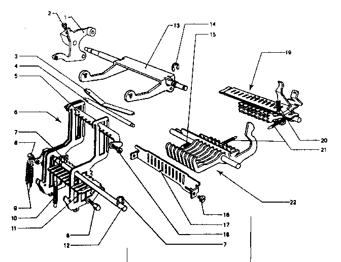Calc. racks, univ. bar, transfer levers & transfer sectors