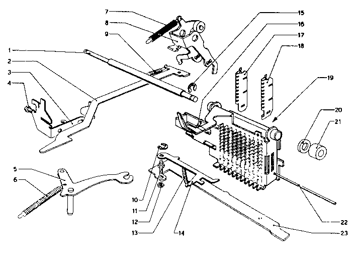 Stop section, escapement, restoring of stop section