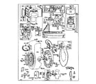 Briggs & Stratton 325430 TO 325438 (0010 - 0028) carburetor assembly, fuel tank, and blower housing diagram