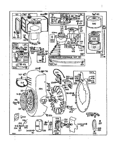 Carburetor assembly, fuel tank, and blower housing