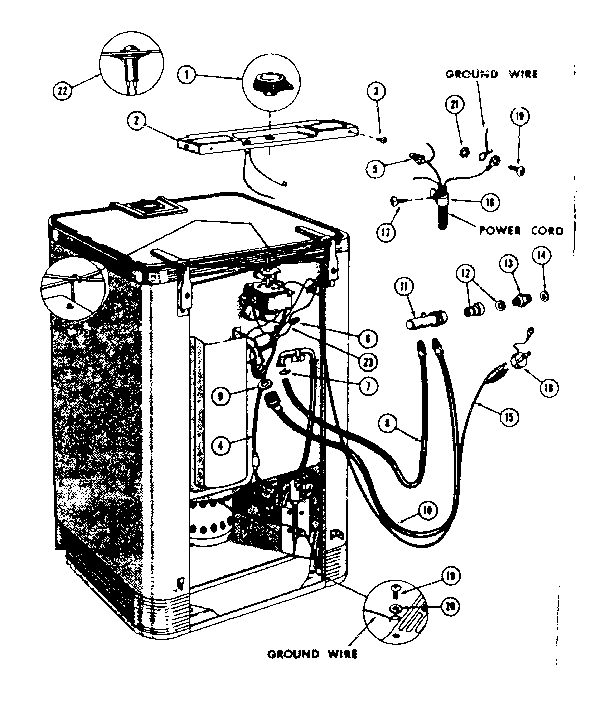 Electrical water inlet and drain connections
