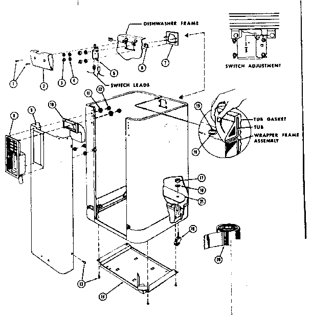 Frame and switch assembly