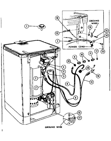 Electrical, water inlet and drain connections