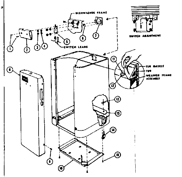 Frame and switch assembly
