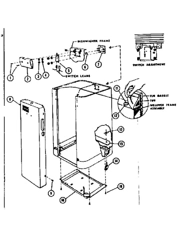 Frame and switch assembly