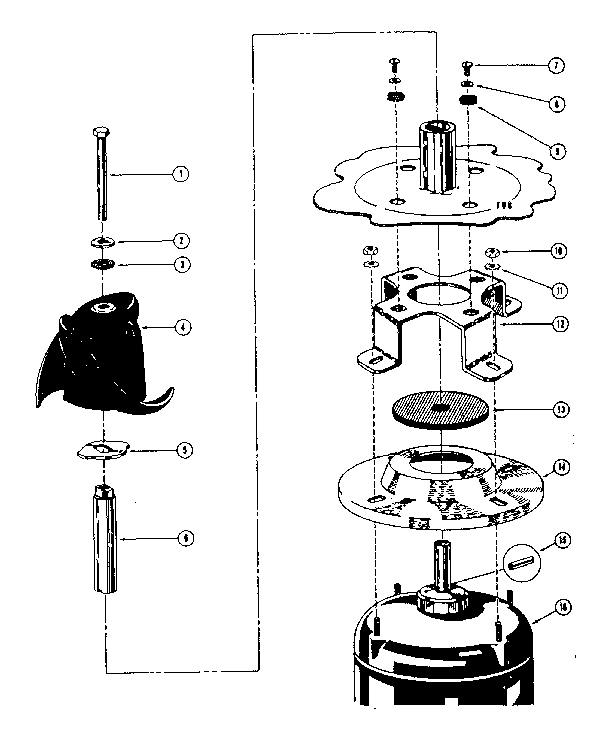 Motor and impeller assembly
