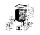 Kenmore SDWP 2410 tub, heater and pump drainage system diagram