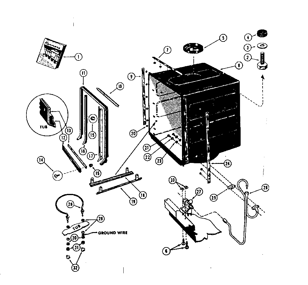 Tub and heater assembly