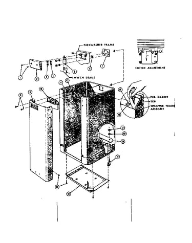Frame and switch assembly