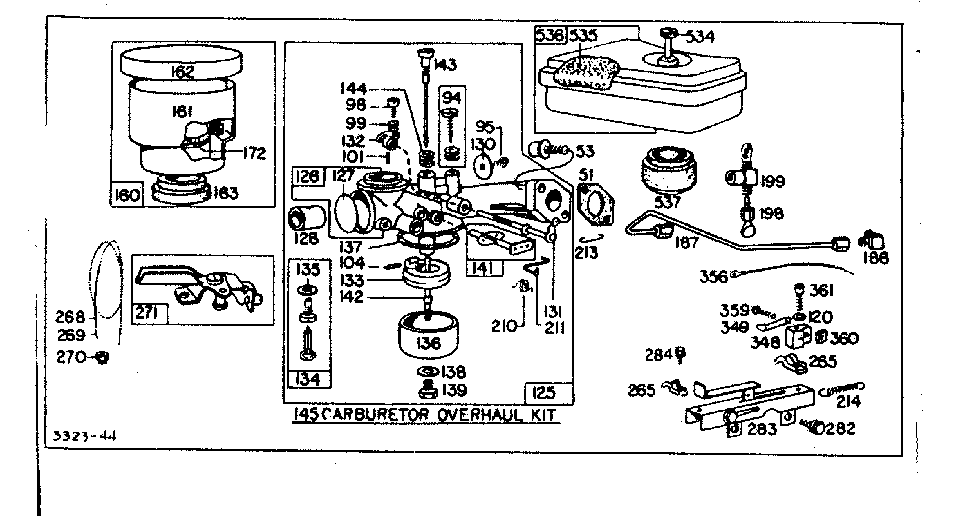 Carburetor assembly (choke-a-matic)