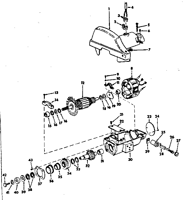 Motor housing and armature assembly
