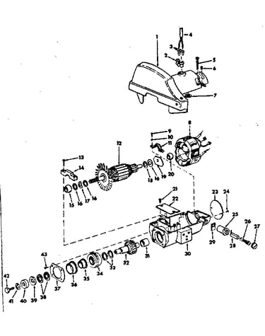 Motor housing and armature assembly