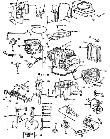 Cylinder, crankshaft and engine base group