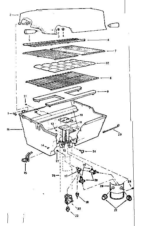Grill and burner section